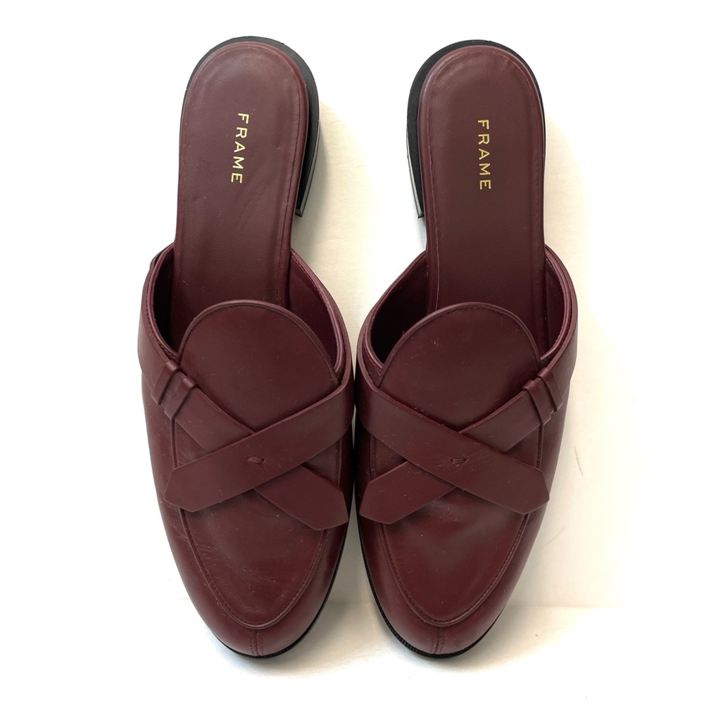 Frame Le Willoughby Burgundy Leather Slide On Mules